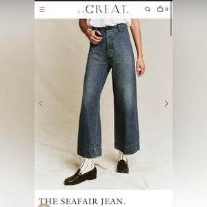 THE GREAT. The Seafair High Rise Wide-Leg Denim Jeans, size 27